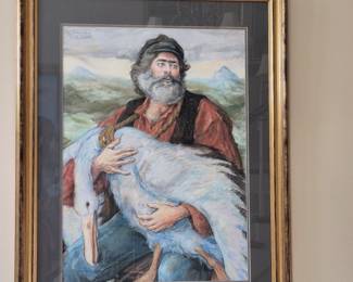Framed Original Pastel by Sheldon C. Schoneberg 42" W x 54" H