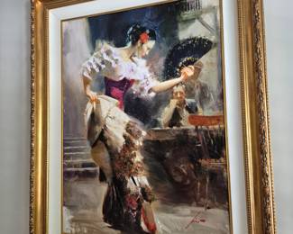 Pino Daeni "The Dancer" Limited Framed Giclee on Canvas 42" W x 52" H Numbered (10/95) COA