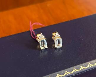 14k Diamond Aquamarine Earrings