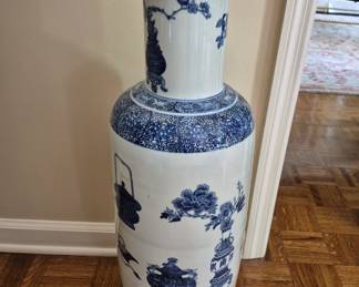 Blue and White Asian Floor Vase