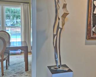 Steel Sculpture mounted on Pedestal 55" H with pedestal 186" H