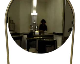 Travertine Brass Round Table Mirror
