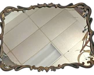 Heavy Ornately Carved Wood Wall Mirror