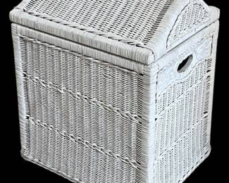 White Wicker Storage Hamper
