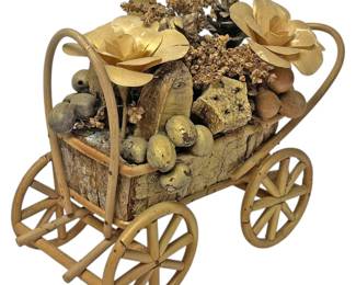 Rustic Wooden Cart WDried Floral Display