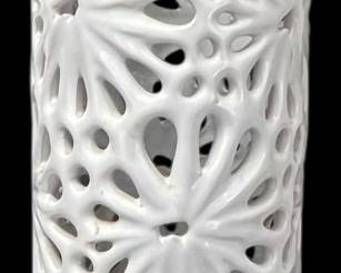 Ivory Floral Pattern Cut Out Ceramic Vase