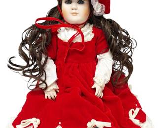 Porcelain Hibel Doll In Red Dress