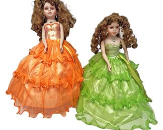 Quinceanera Dolls in Satin Dresses