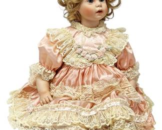 Victorian Lace Doll in Peach Gown