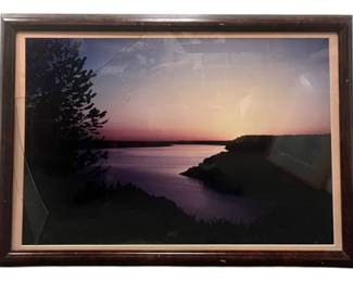 Landscape in MahoganyStained Wood Frame