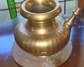 Old Antique Solid Brass Holy Water Pot