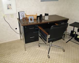 Vintage metal desk and chair