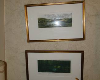 Pair of framed pieces of artwork