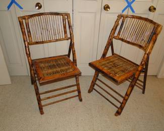 Pair of rattan folding chairs