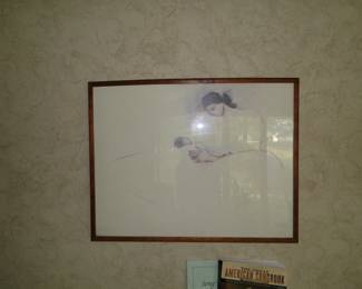 The image shows a framed artwork piece titled "Navaho Mother in Supplication" by Rudolph Carl Gorman, a Native American Navajo artist