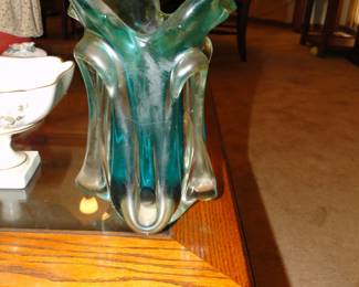 Murano style art glass case, "Jack in the Pulpit"