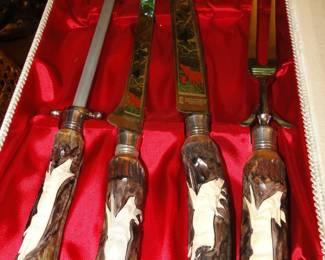 Anton Wingen Jr. Solingen carving set, from the 1950's.  Pristine condition, never used, with the original box, and the original gift ticket, vintage Hallmark gift ticket to be exact.