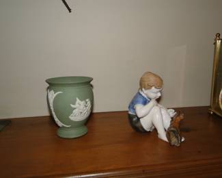 Pottery and little porcelain boy piece