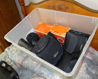 Boxes and cases of vintage camera things