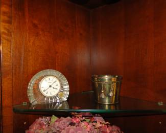 Crystal clock, and brass planter