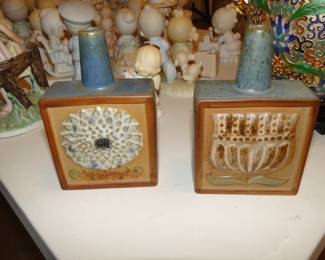 MCM Ceramic raised floral design vases, that have been made in Japan.  About 5 inches in height, and about 4 inches in width