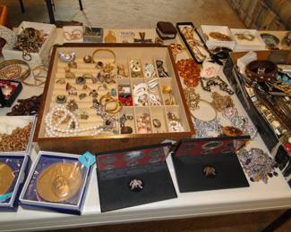 This table is just covered with gems and more