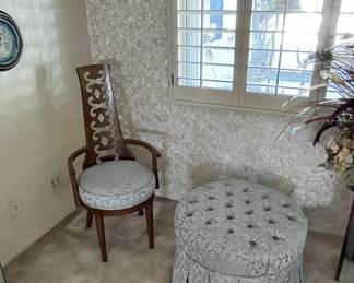 Midcentury Modern Chair and Vintage Ottoman