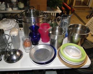 Pie tins, strainers, and holding pots and more