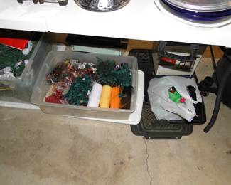 Christmas decoration, sold by the bin   Containers and buckets are going to be priced, for the entire content of the container.  You may open the container to view the contents, but you will not be able to remove or add to the container