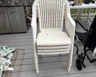 White outdoor chairs.