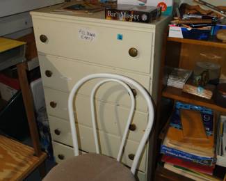 Five drawer dresser, and 1970's fun chair