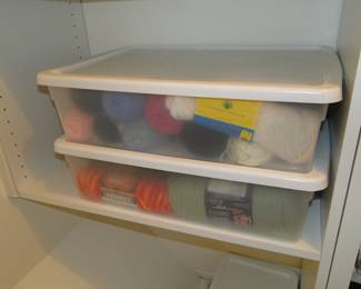 More containers of yarn  Containers and buckets are going to be priced, for the entire content of the container.  You may open the container to view the contents, but you will not be able to remove or add to the container