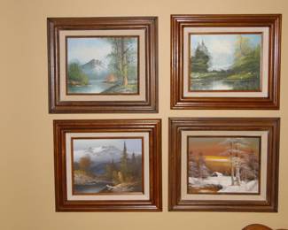 Spring, Summer, Fall and Winter, framed oil paintings
