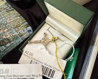 Sterling Connemara Marble Cross Necklace