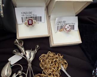 14k Garnet Ring, 14k Pink Sapphire Ring