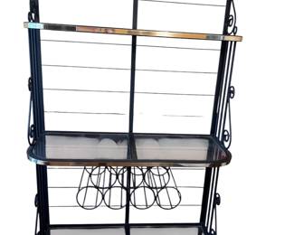 Wrought Iron Bakers Rack with Glass Shelves