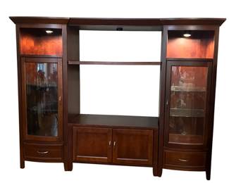 Entertainment Center with Lights - Walnut