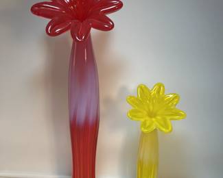 STRIKING Blown Art Glass Elephant's Foot Vase