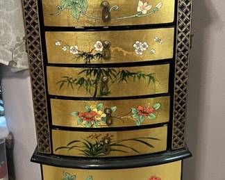 42in Black/Gold Asian Style Jewelry Cabinet