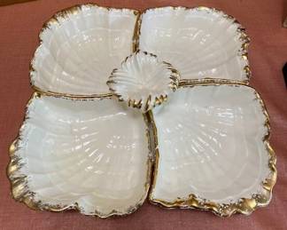 Vtg Detachable 4 Bowl Serving Dish Notch Pedestal