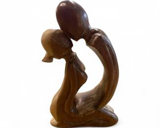 Wooden Hand Carved Figure Statue Couple of Lovers