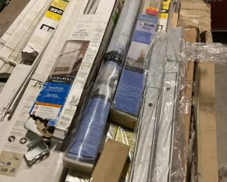 Stack of Blinds. Vehicle batteries. Copper sprinklers. 