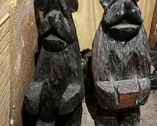 Two large wood carved bears. 