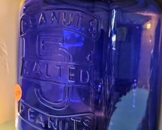 COBALT BLUE GLASS PEANUT CANISTER