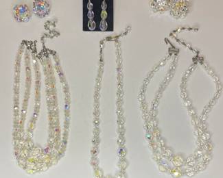 Aurora Borealis beaded necklaces & earrings vintage 