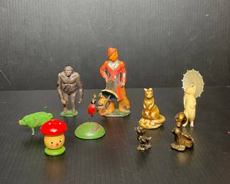 Collection of mini figurines: Iron, wood, stone, brass