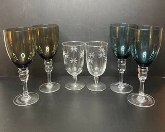 Vintage glassware including Libbey candlelight glasses