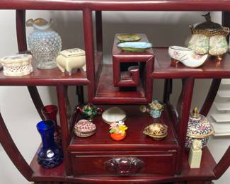 Collection of miniature trinket dishes, boxes, figurines & more