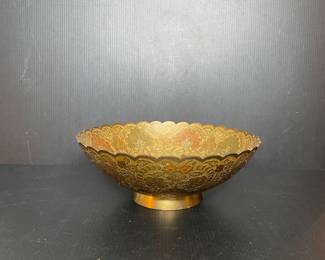 Enameled brass bowl vtg