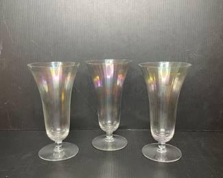 Iridescent tulip flared goblets vtg